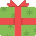 Illustration of green gift-wrapped package with red ribbon